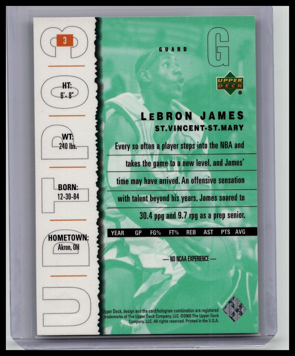 2003-04 UD Top Prospects #3 LeBron James Rookie RC Card