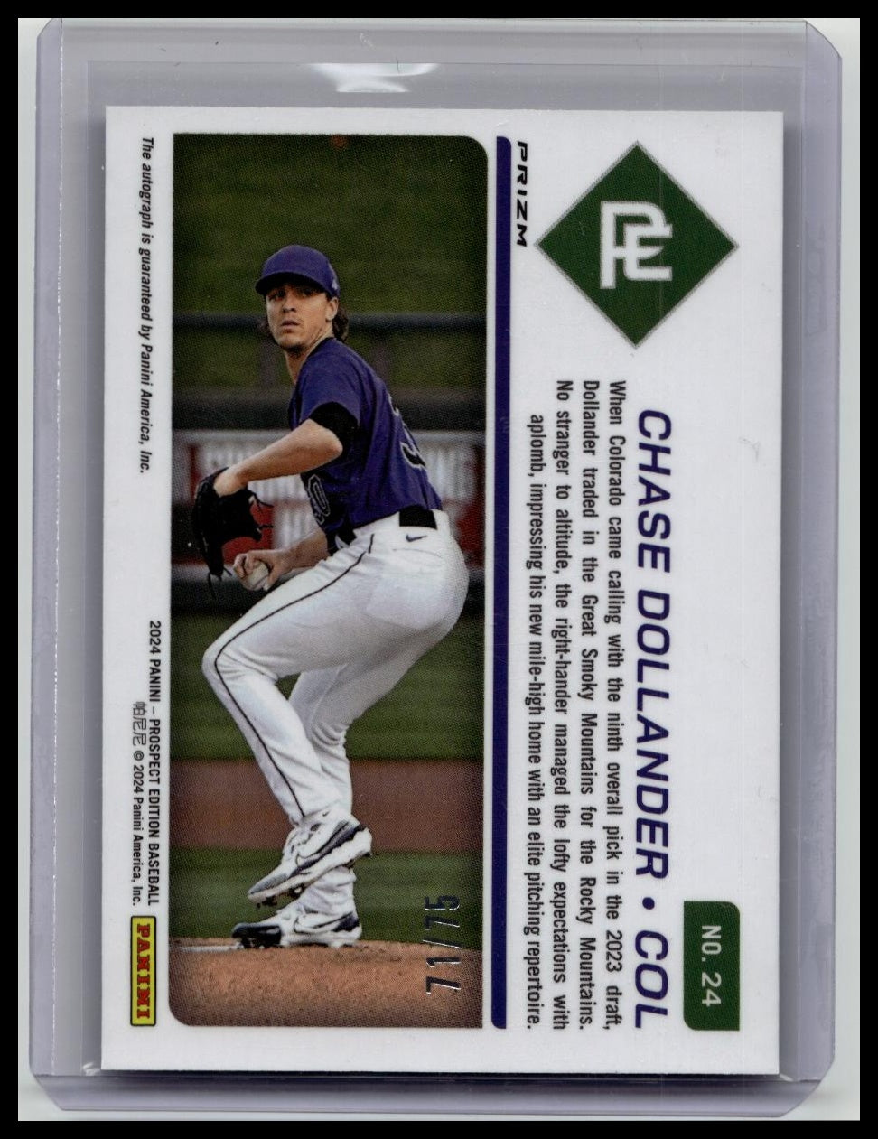 2024 Panini Prospect Edition - Chase Dollander Prospect Ticket Auto /75