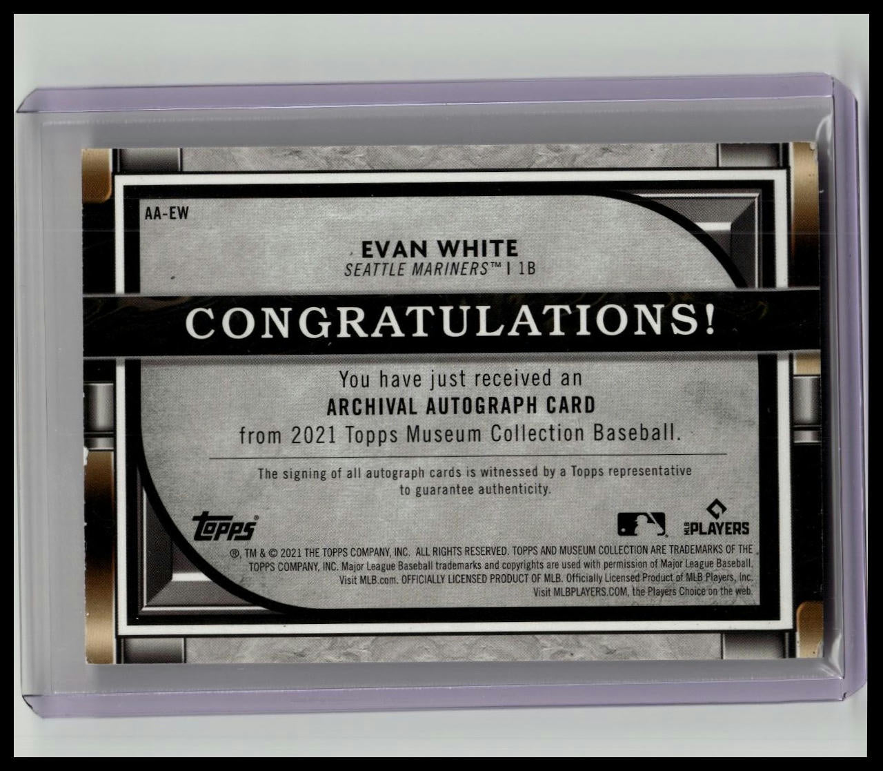 2021 Topps Museum Collection Archival Autographs Copper #AAEW Evan White /50