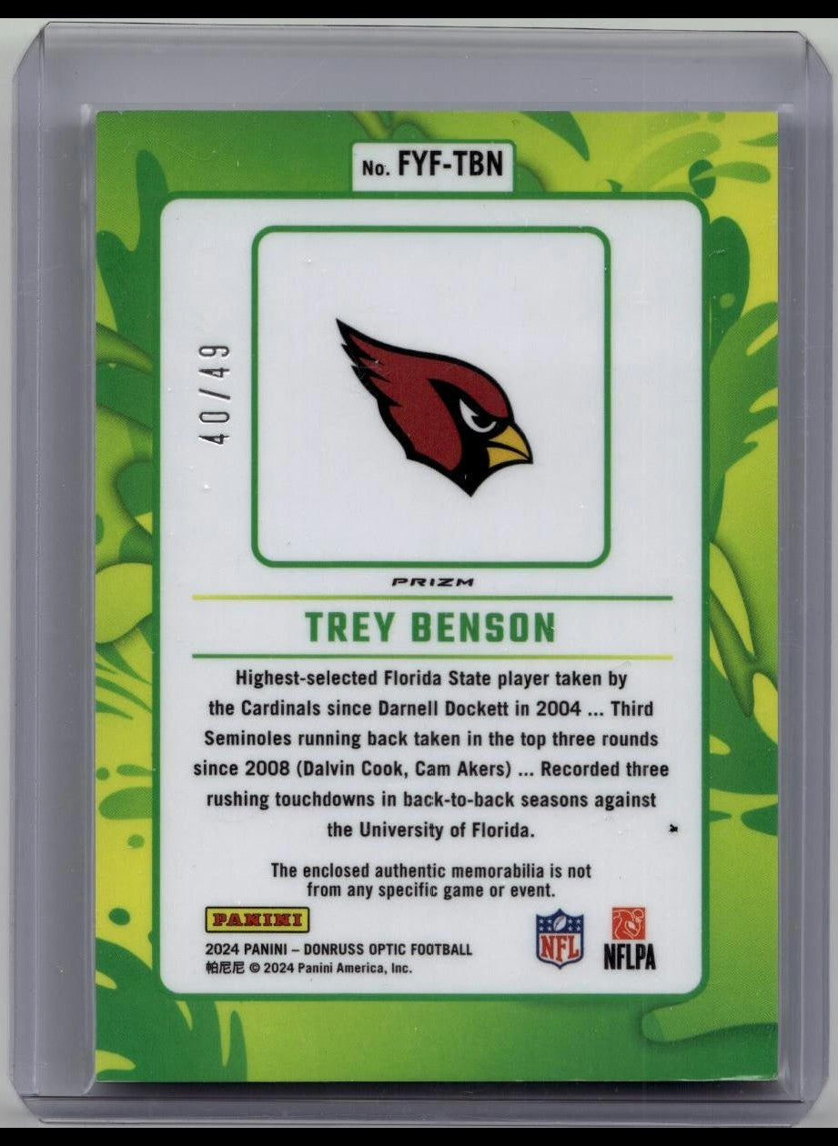 2024 Optic Trey Benson - #40/49 - First Year Fresh ICE Patch Rookie RC 🔥 Patch