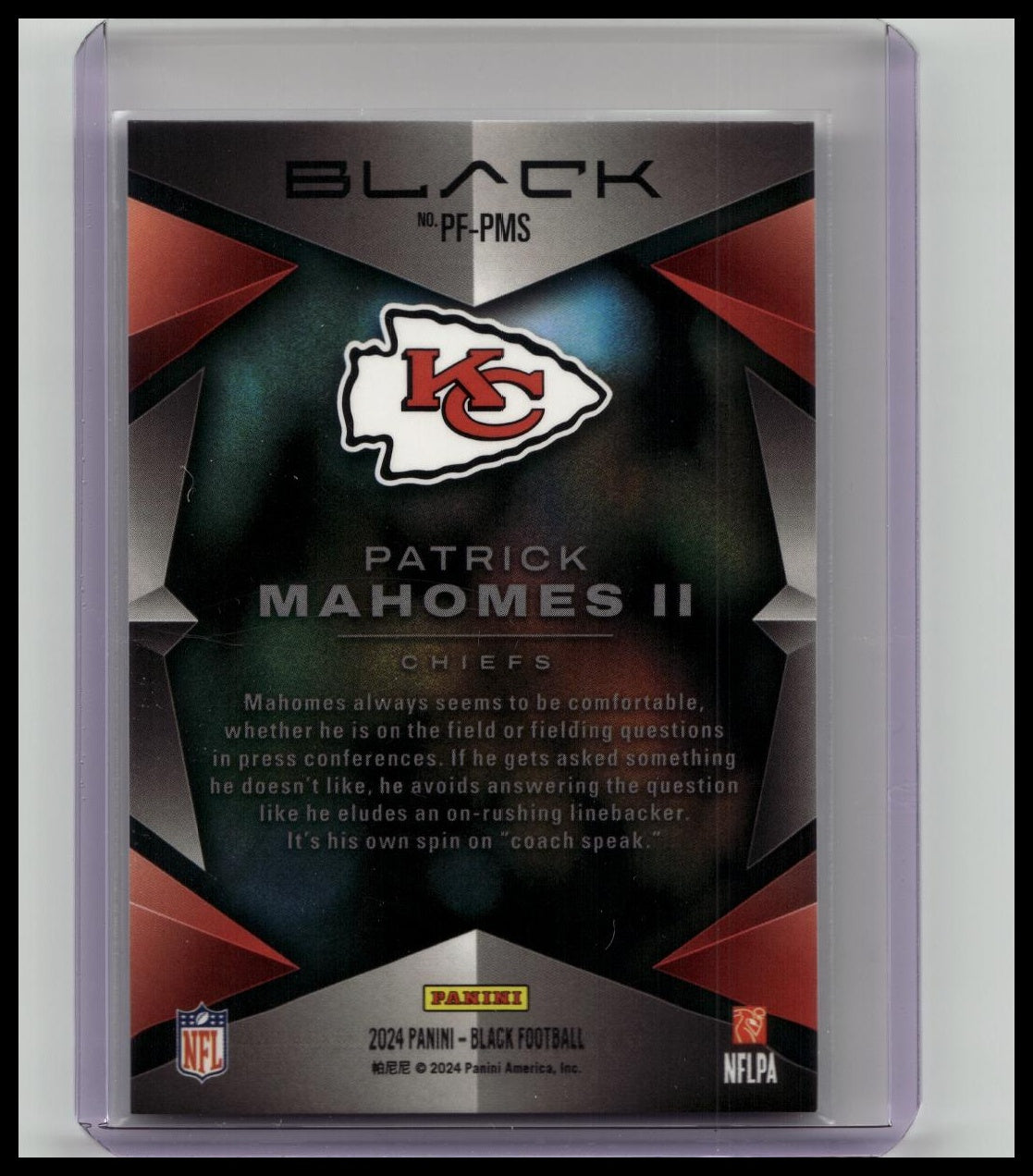 2024 Panini Black Prolific PATRICK MAHOMES CASE-HIT SSP Kansas City Chiefs