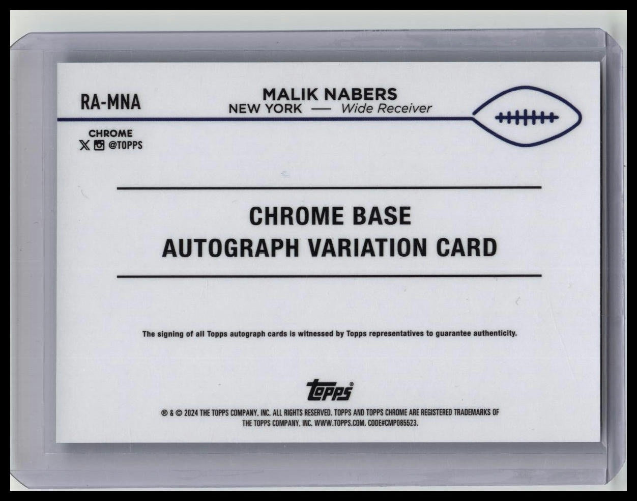2024 Topps Chrome - Malik Nabers #RA-MNA Aqua Refractor Auto /199 (RC, AU)
