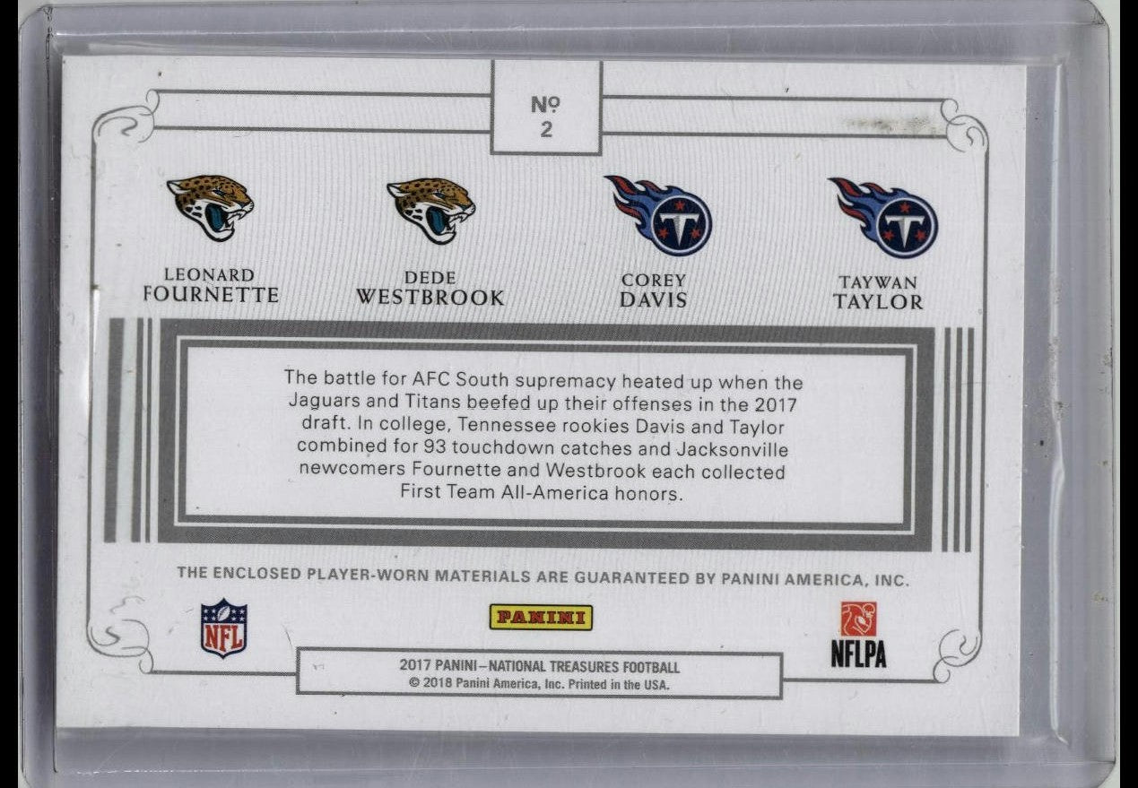 2017 NATIONAL TREASURES ROOKIE QUAD /99 JERSEY RELIC FOURNETTE DAVIS TAYLOR