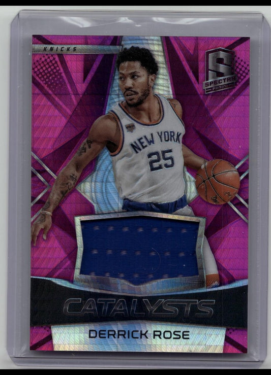 2016-17 Spectra Catalysts Patch Prizm Refractor Derrick Rose /49 Game Worn