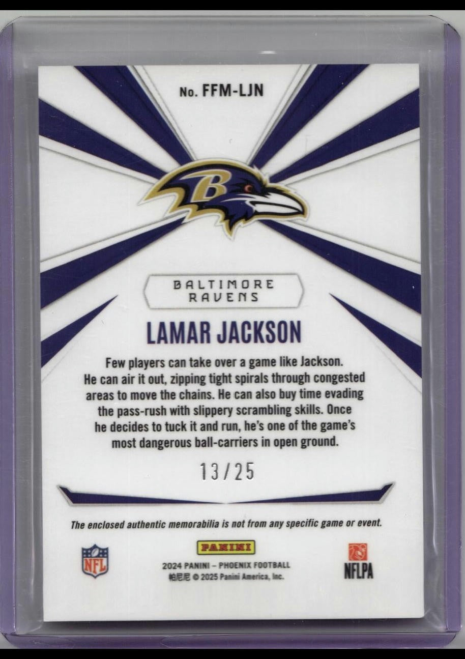 2024 Panini Phoenix Franchise Future Materials Lamar Jackson Green /25