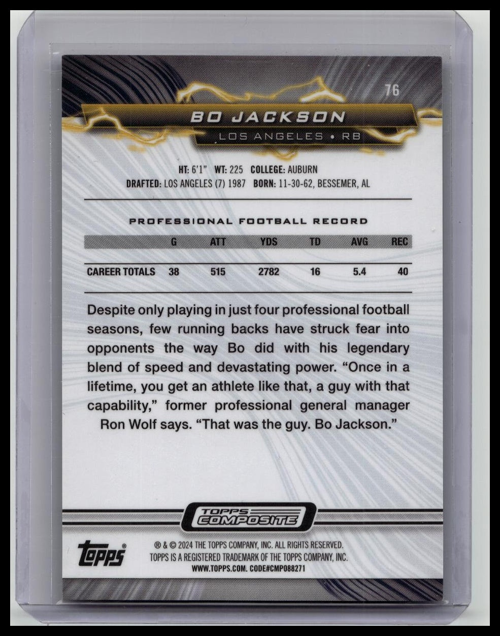 2023 Topps Composite - Resurgence Bo Jackson #76 Navy Surge Refractor /225