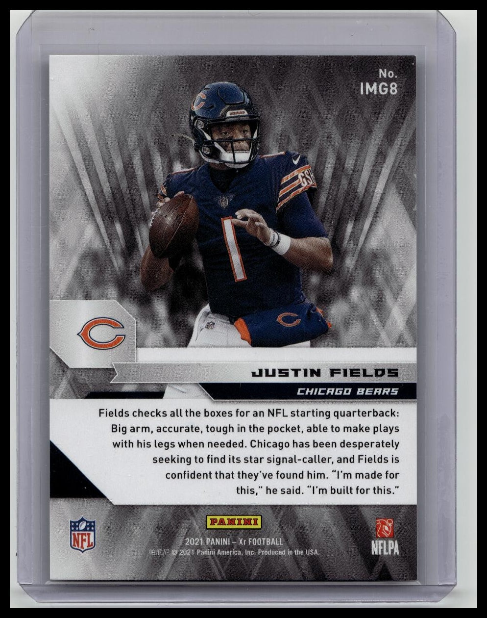 2021 Panini XR Impending Greatness Red #8 Justin Fields Rookie 21/149