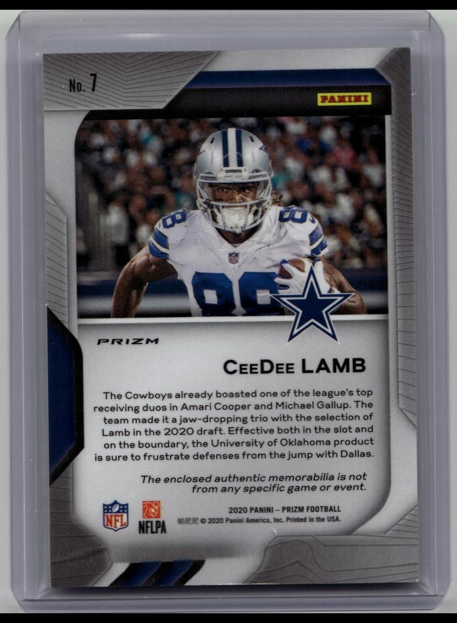 2020 CeeDee Lamb Prizm Rookie Pink Prizm Premier Jersey Patch #7