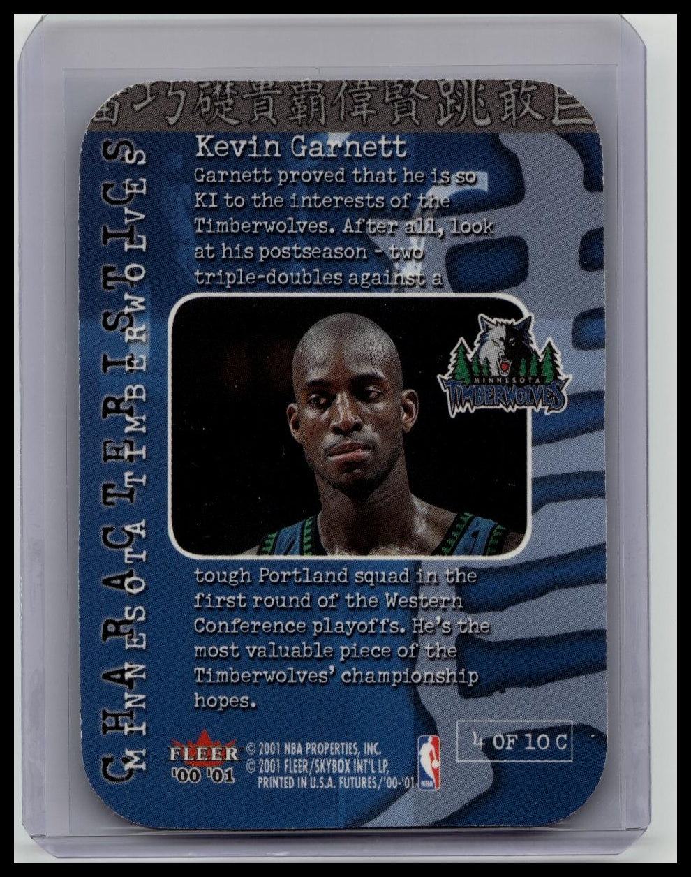 2000-01 Fleer Futures Characteristics #C4 Kevin Garnett T-Wolves