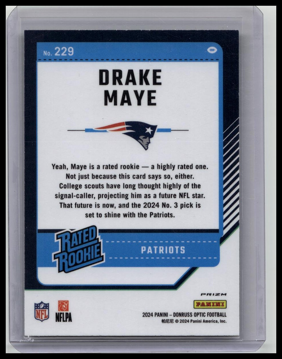 2024 Panini Donruss Optic Rated Rookie Drake Maye Green Velocity #229
