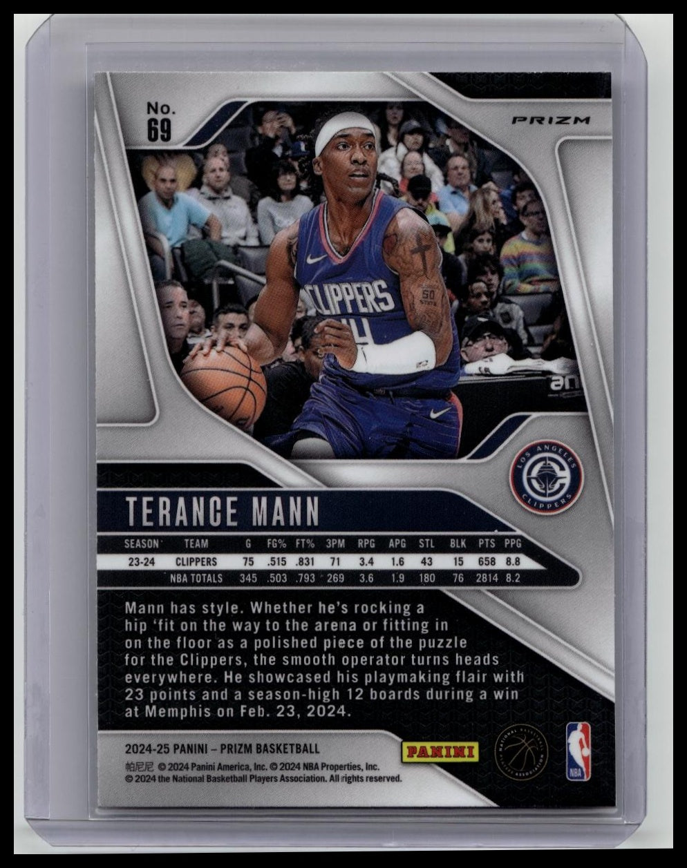 2024-25 Panini Prizm Basketball Terance Mann Glitter Prizm SSP