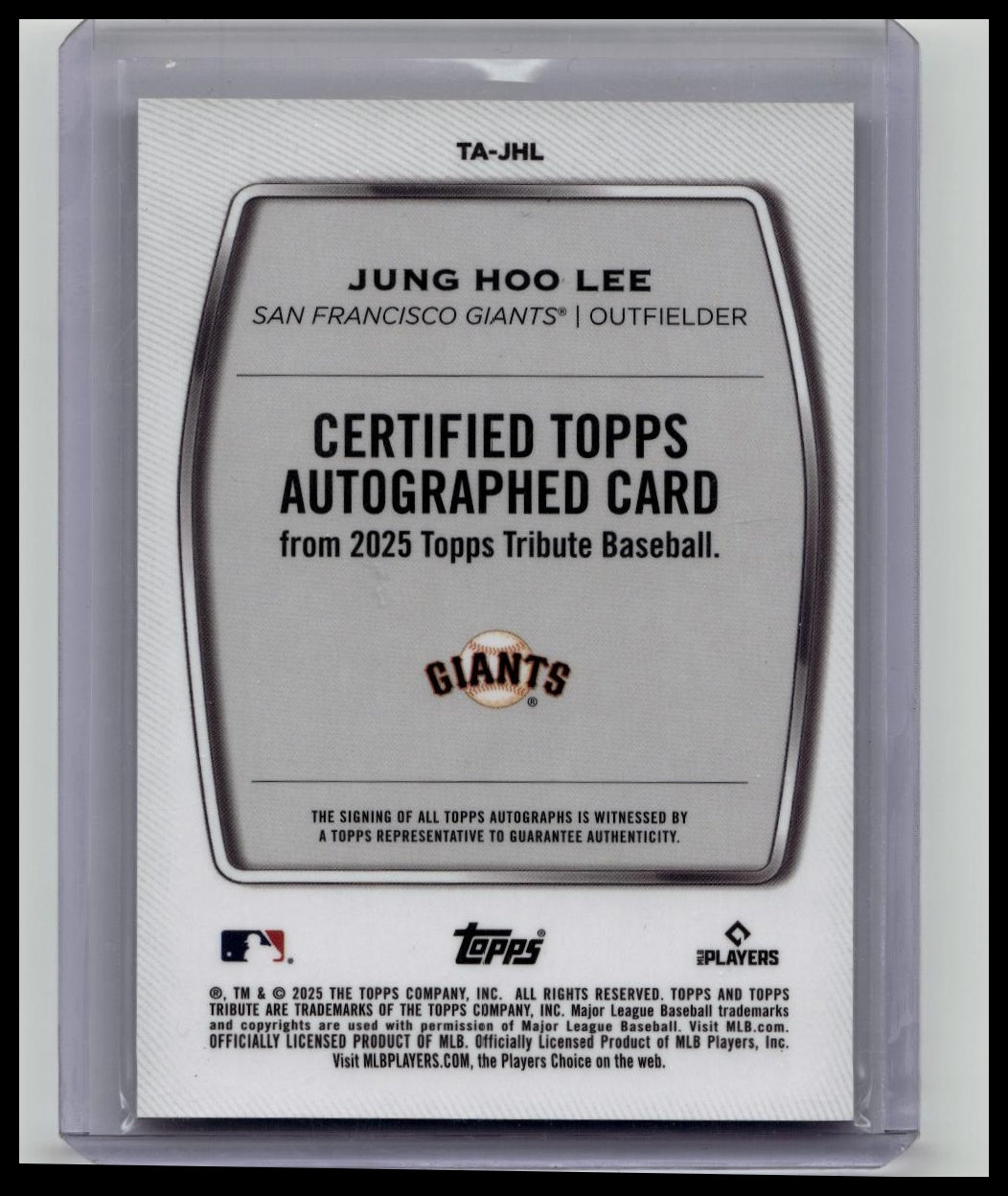 2025 Topps Tribute Jung Hoo Lee Auto #'d 09/10 SSP Giants