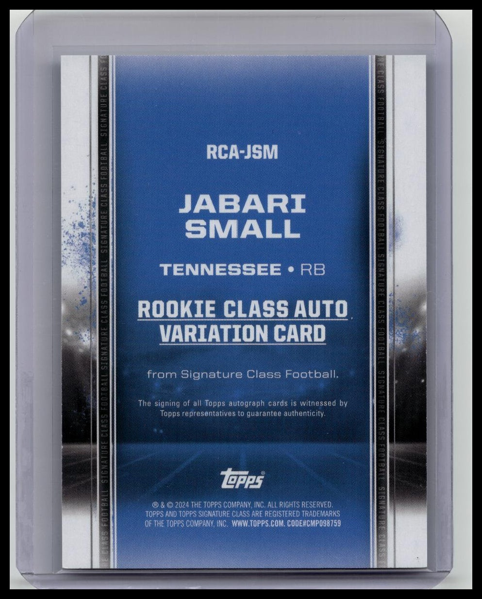 2024 Topps Signature Class Jabari Small Aqua Auto /225