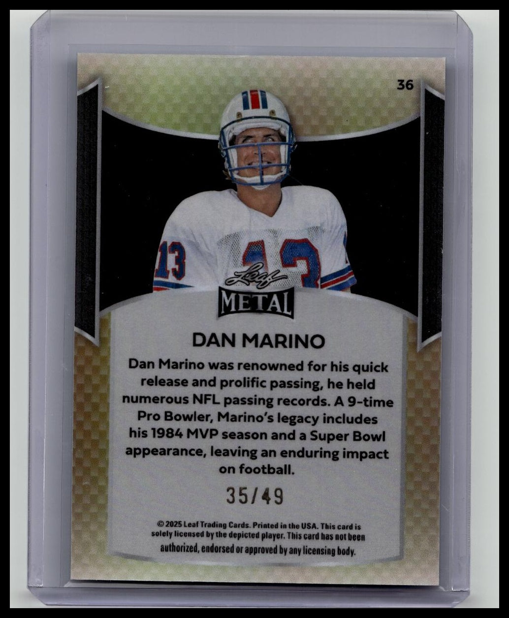 2025 LEAF METAL DAN MARINO BLUE HOLO 35/49 DOLPHINS
