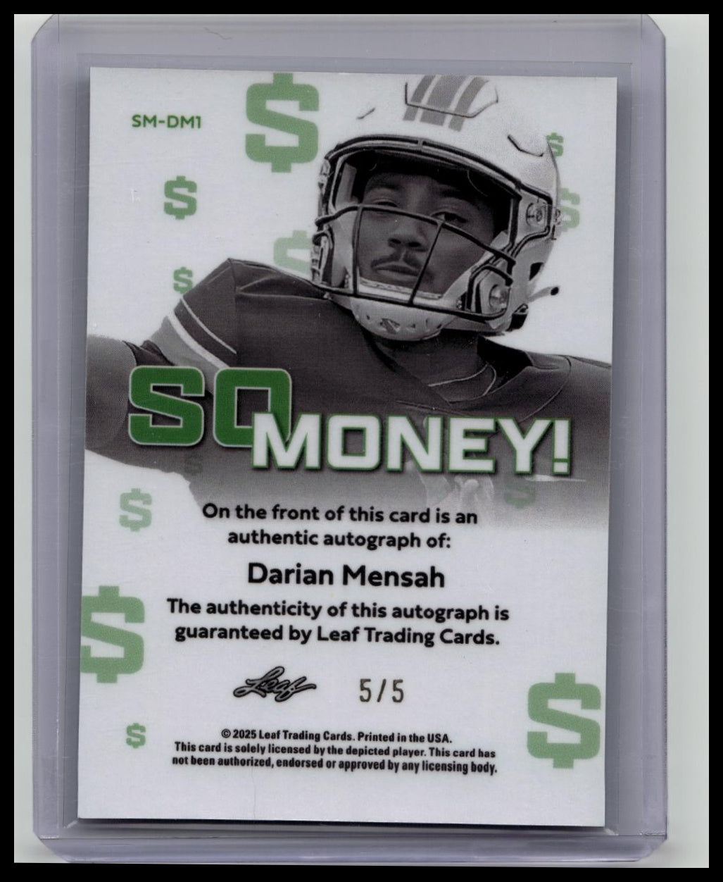 Darian Mensah 2025 Leaf Metal Football Prospect RC Auto #/5 SSP So Money Duke