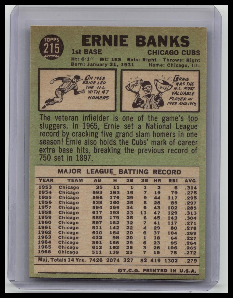 1967 Topps Ernie Banks #215 Cubs