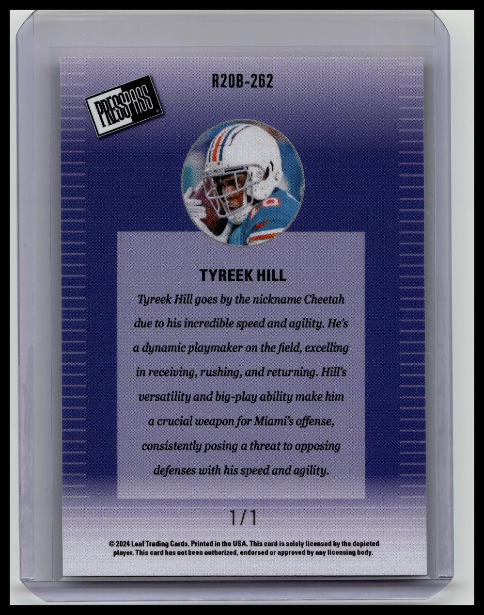 Tyreek Hill 2024 Leaf Press Pass 1/1