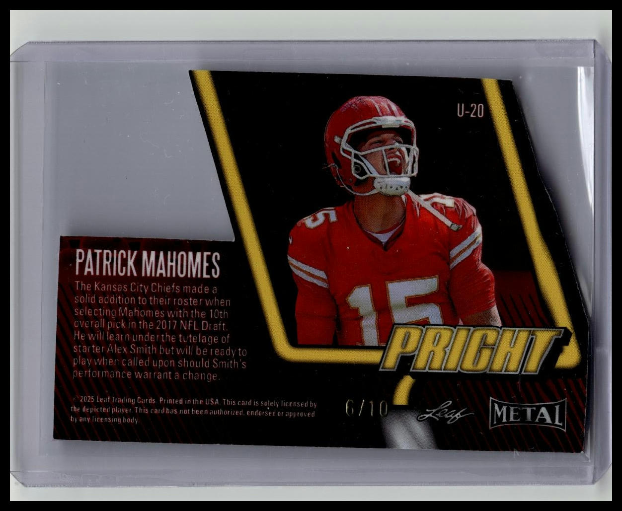 Patrick Mahomes 2025 Leaf Metal Uprights Die Cut SSP /10