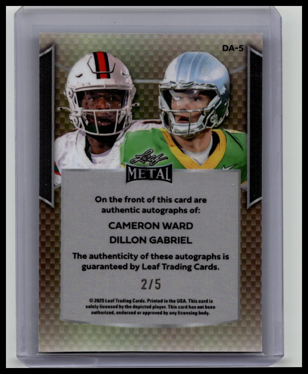 2025 Leaf Metal Dual Auto Cameron Ward / Dillon Gabriel Mojo /5