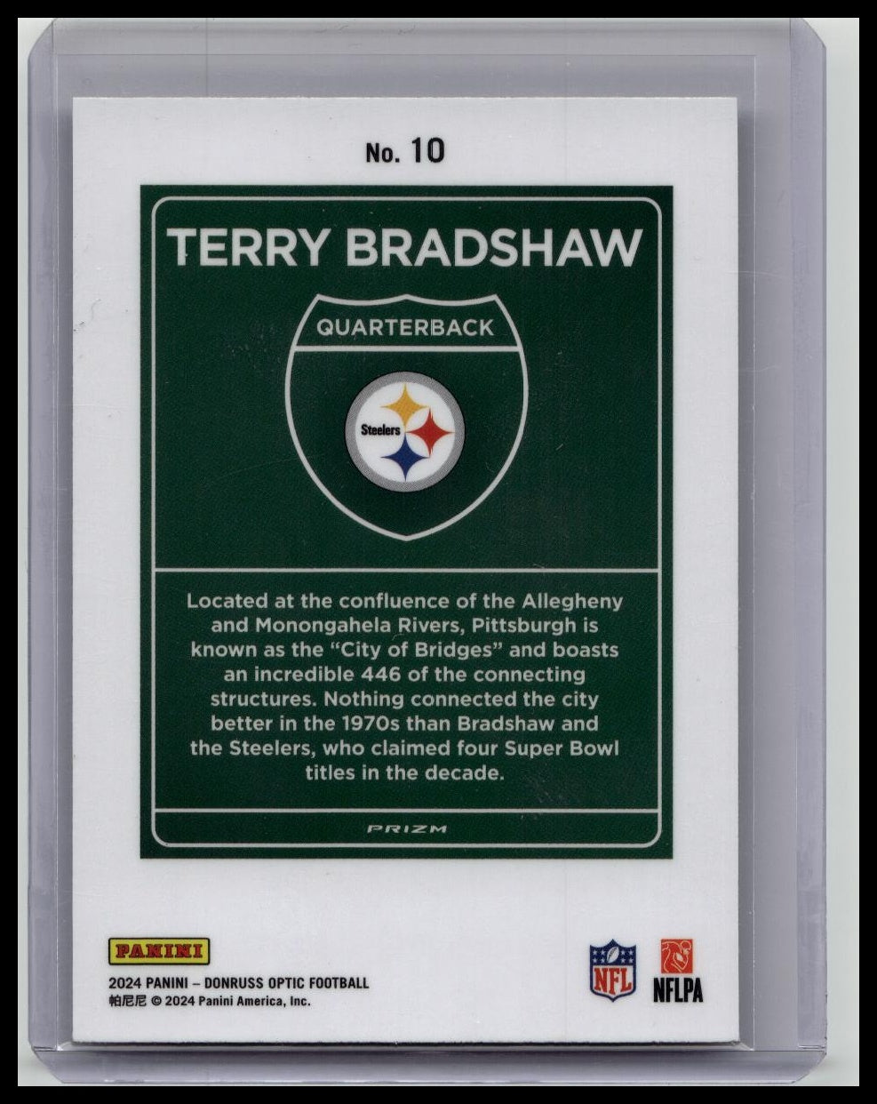 2024 Donruss Optic #10 Terry Bradshaw Downtown
