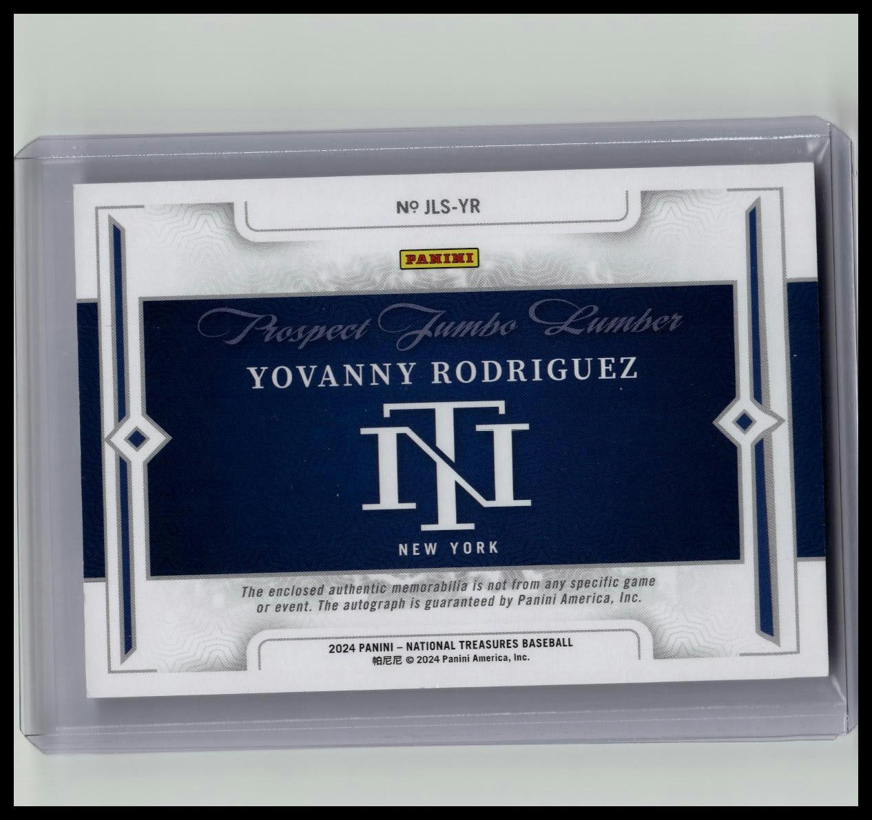 2024 National Treasures Jumbo Lumber 22/25 Yovanny Rodriguez #JLS-YR Auto