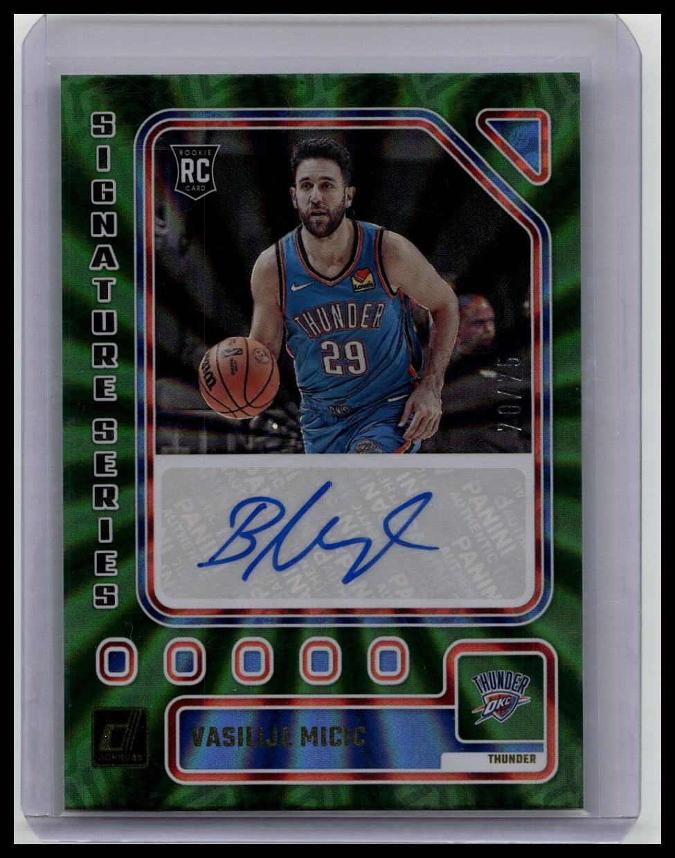 2023-24 Donruss Signature Series Green Sunburst Vasilije Micic Auto /75