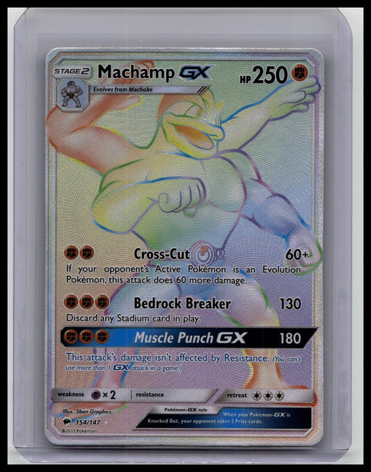 Pokemon Burning Shadows - Machamp GX 154/147 - Secret Rare Rainbow Full Art