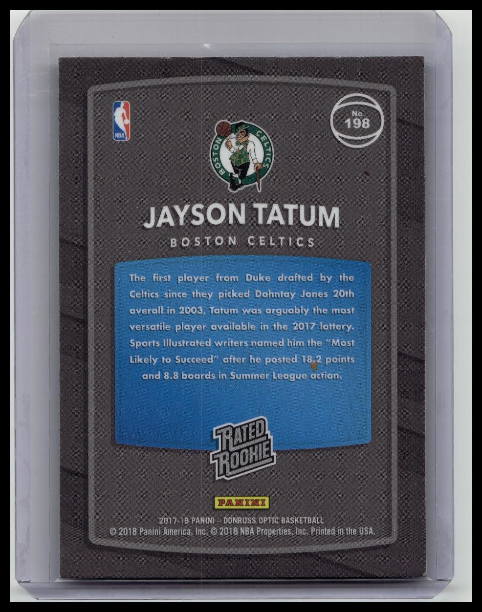 2017-18 Panini Donruss Optic #198 Jayson Tatum Rated Rookie Red Yellow Celtics