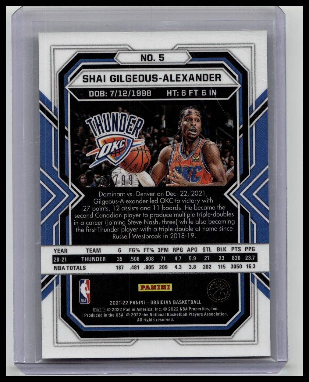 SHAI GILGEOUS-ALEXANDER 2021-22 Obsidian Red Yellow Green Flood 27/99