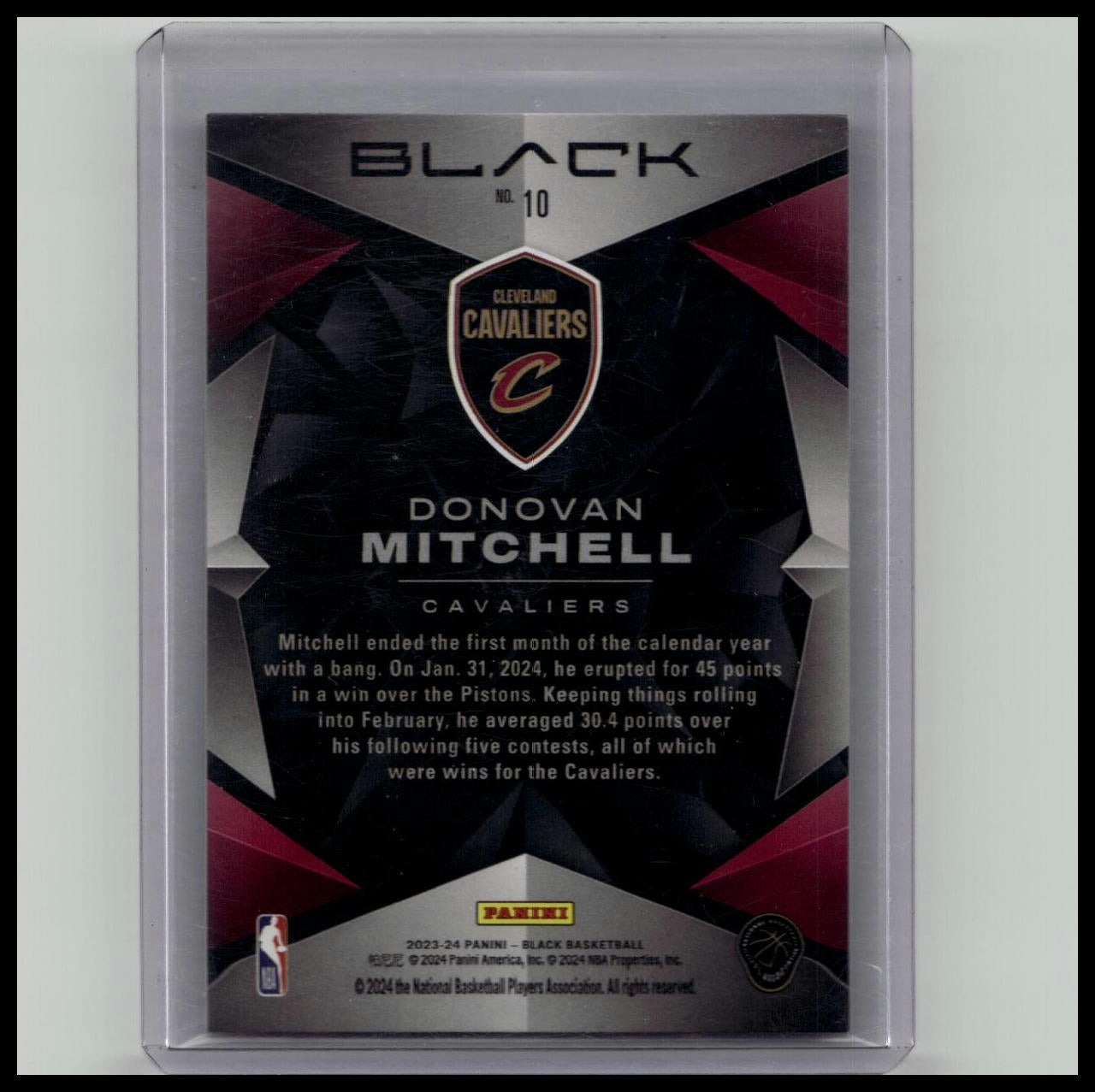 2023-24 Panini Black /15 Ruby FOTL Donovan Mitchell #10 Cleveland Cavaliers
