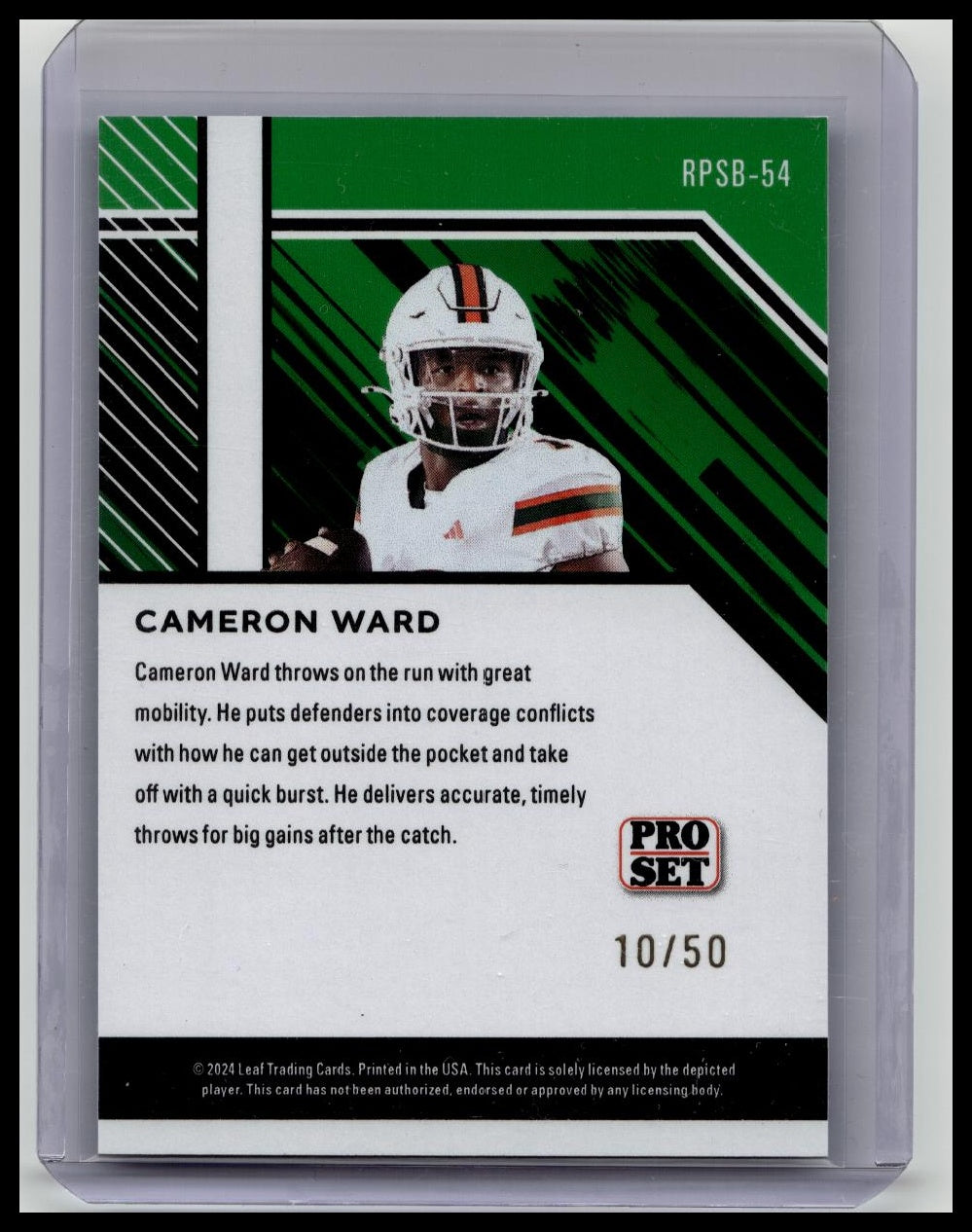 2024 Leaf ProSet Cameron Ward 10/50 Blue SP