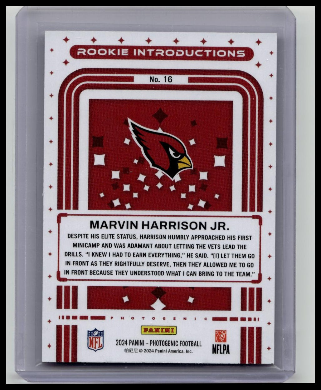 2024 Panini Photogenic Marvin Harrison Jr RC Pink Rookie Introductions #'d /15