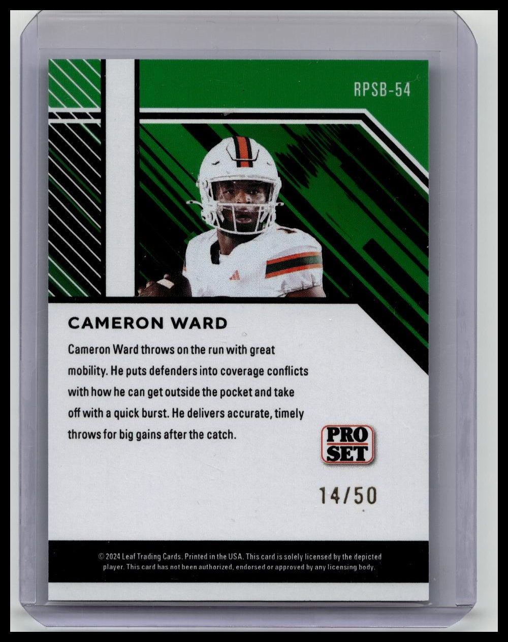 2024 Leaf ProSet Cameron Ward 14/50 Blue SP