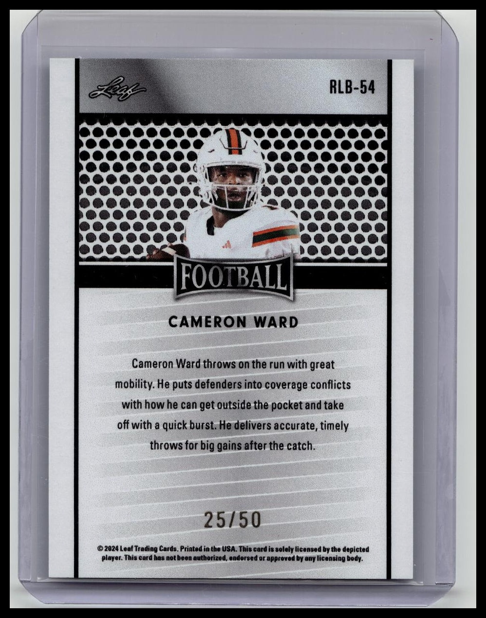 2024 Leaf Cameron Ward 25/50 Blue SP