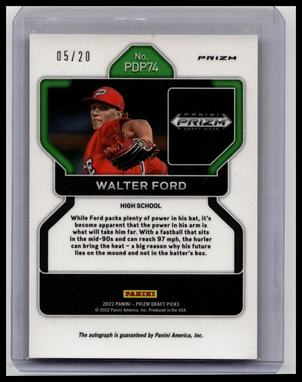 2022 Panini Prizm Draft Picks #PDP74 Walter Ford Neon Orange Prizm Auto RC 05/20