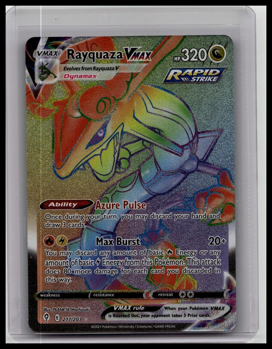 Rayquaza VMAX (Secret) Rainbow 217/203 Pokemon Evolving Skies Holo