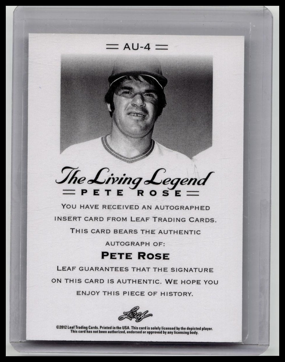 2012 Leaf The Living legend Pete Rose Auto