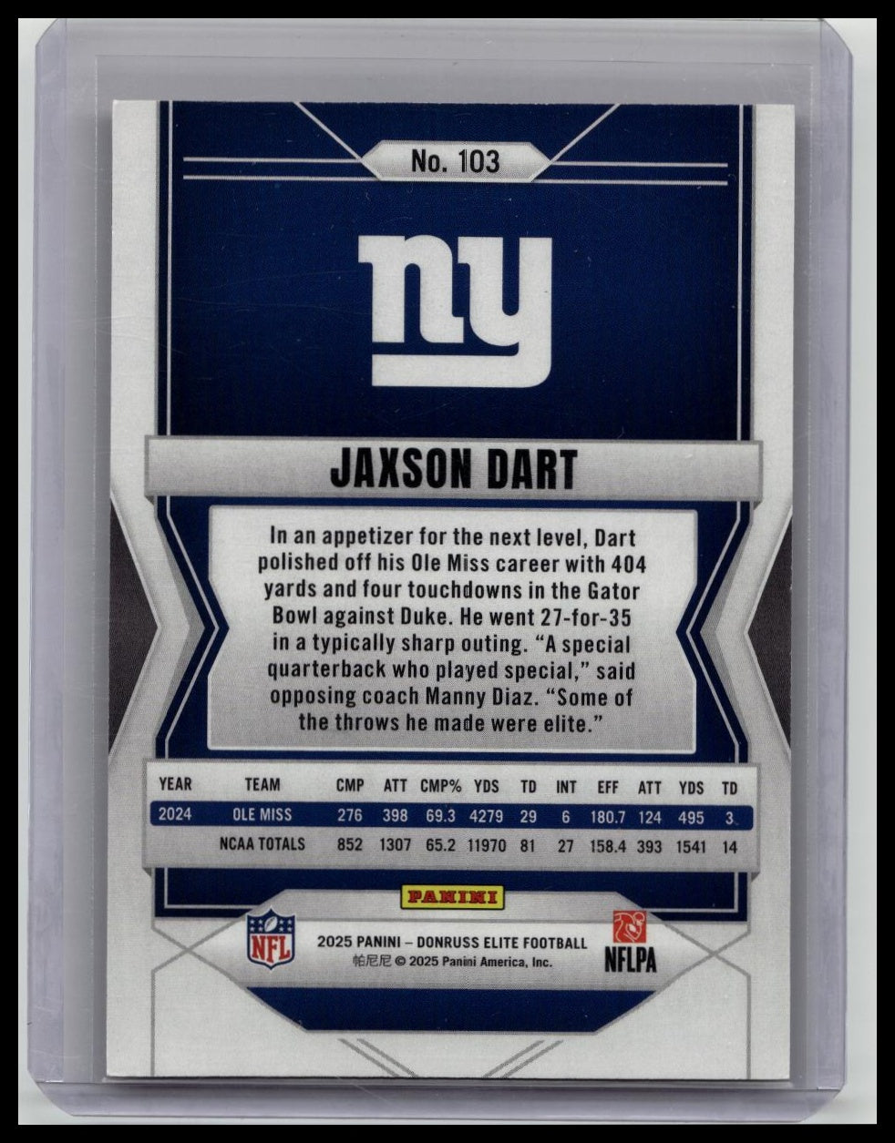 2025 Donruss Elite Rookie Red #103 Jaxson Dart /99 Giants 🔥