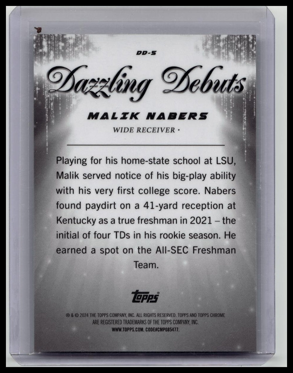 Malik Nabers 2024 Topps Chrome Dazzling Debuts Rookie RC Giants Case Hit DD-5