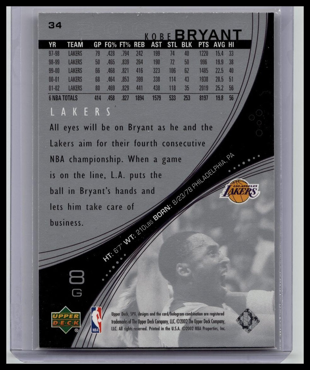 2002 Upper Deck SPx Kobe Bryant #34