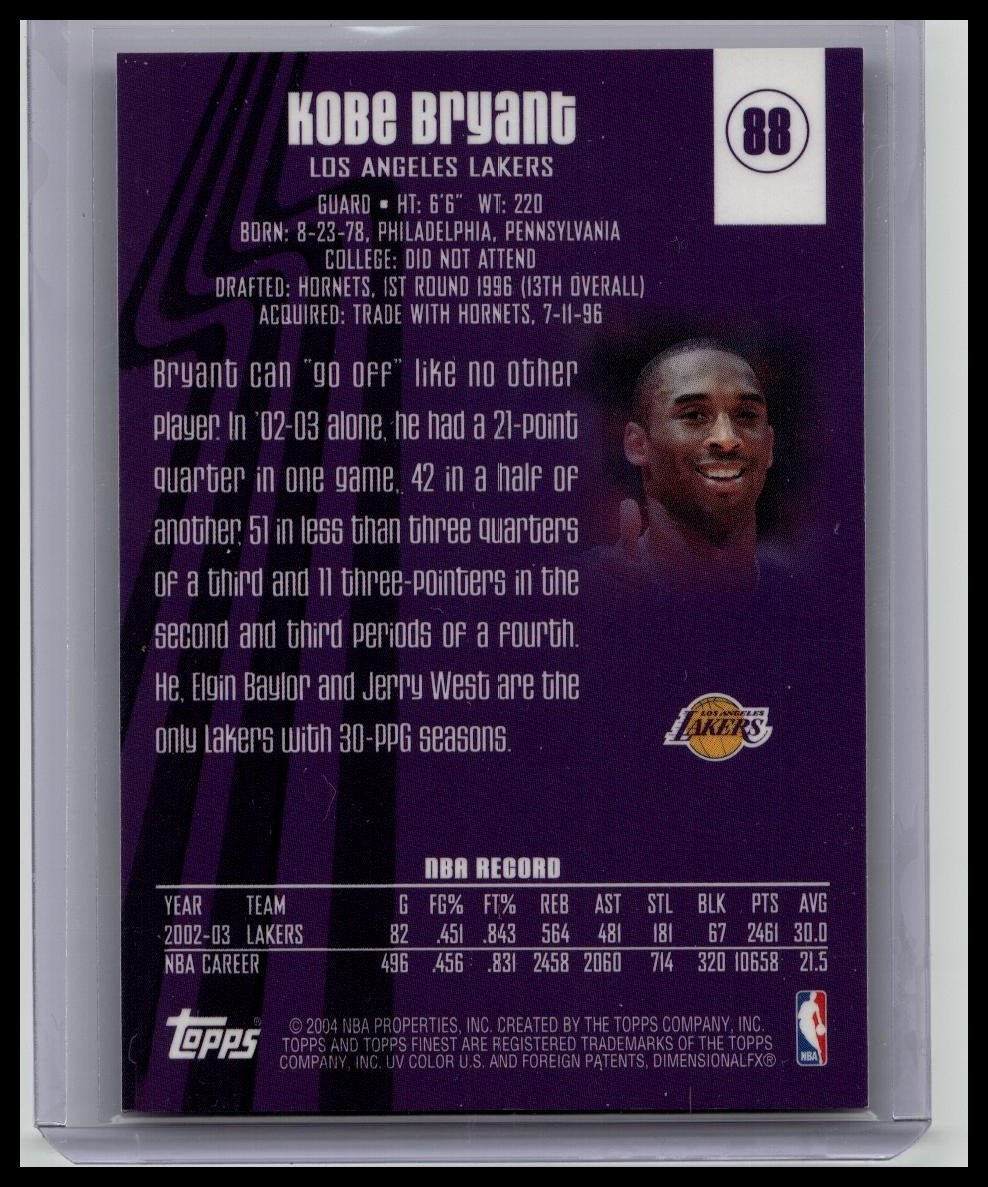 2004 Kobe Bryant Topps Finest #88