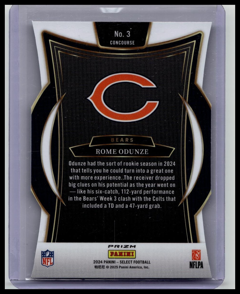 2024 Panini Select Rome Odunze RC Concourse Silver Die Cut Prizm #3 Bears