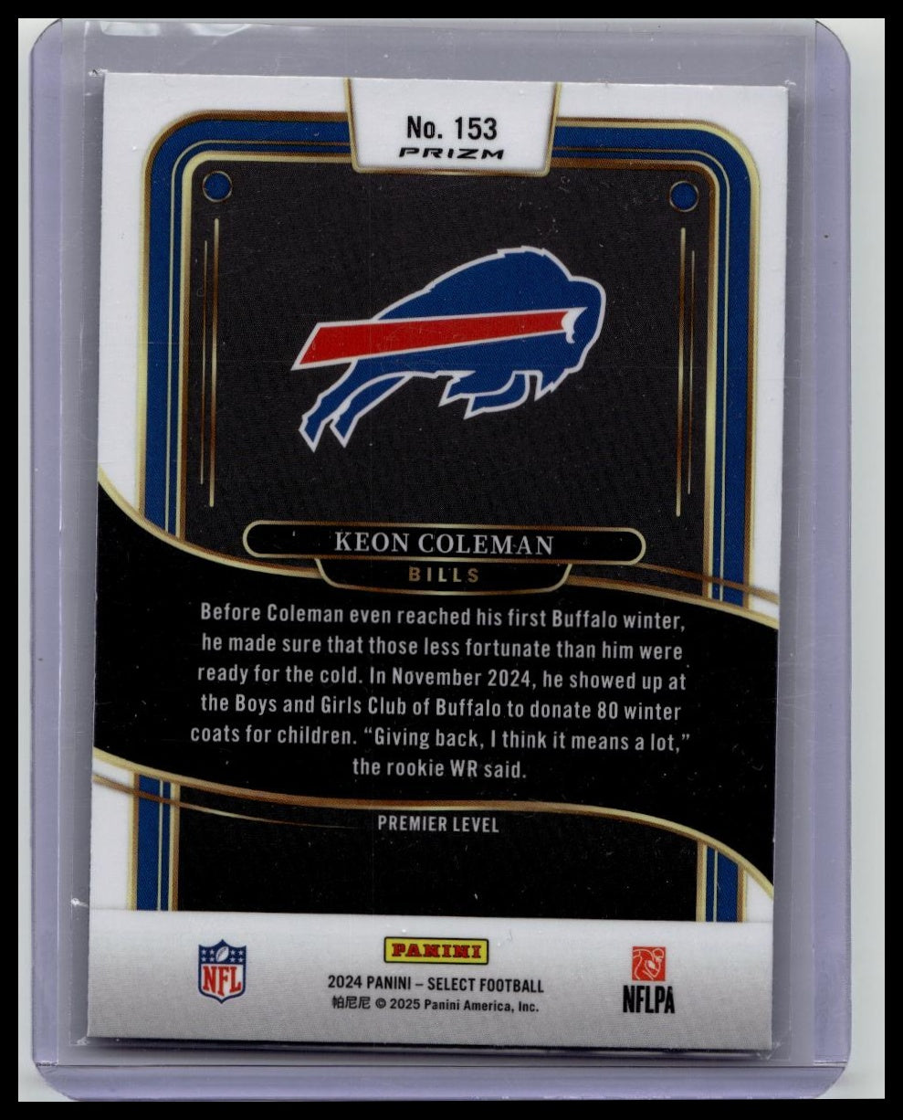 2024 Panini Select Keon Coleman RC Orange Black Shock Prizm Premier Level #153 Bills