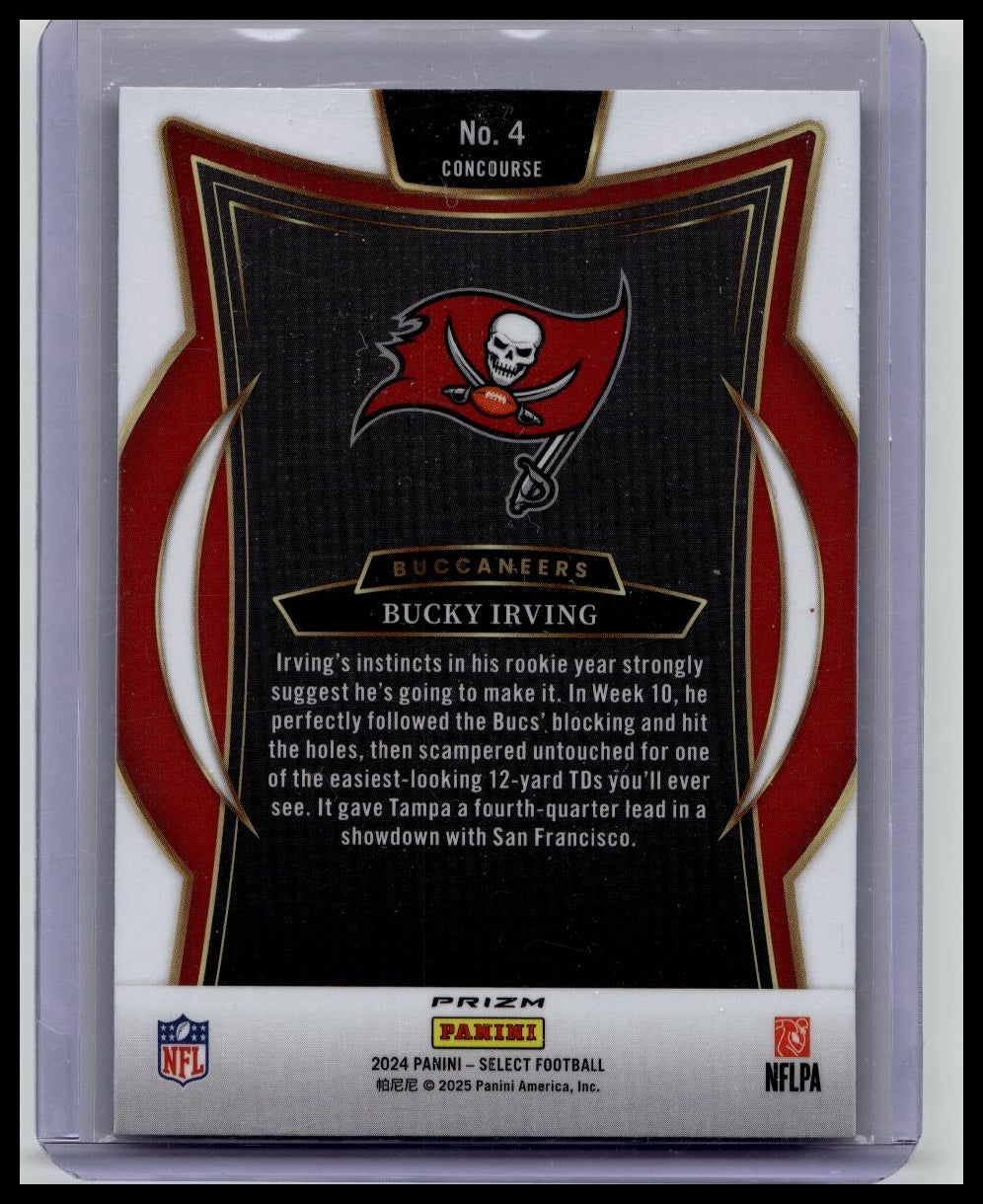 2024 Panini Select Bucky Irving RC Orange Black Shock Prizm Concourse #4 Buccaneers