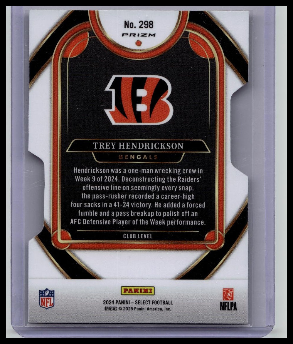 2024 Panini Select Trey Hendrickson Silver Die-Cut Prizm Club Level #298 Cincinnati Bengals