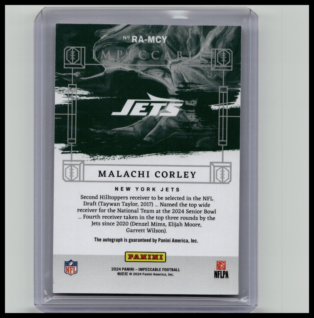 2024 Panini Impeccable Rookie Auto Gold /10 Malachi Corley #RA-MCY Auto RC