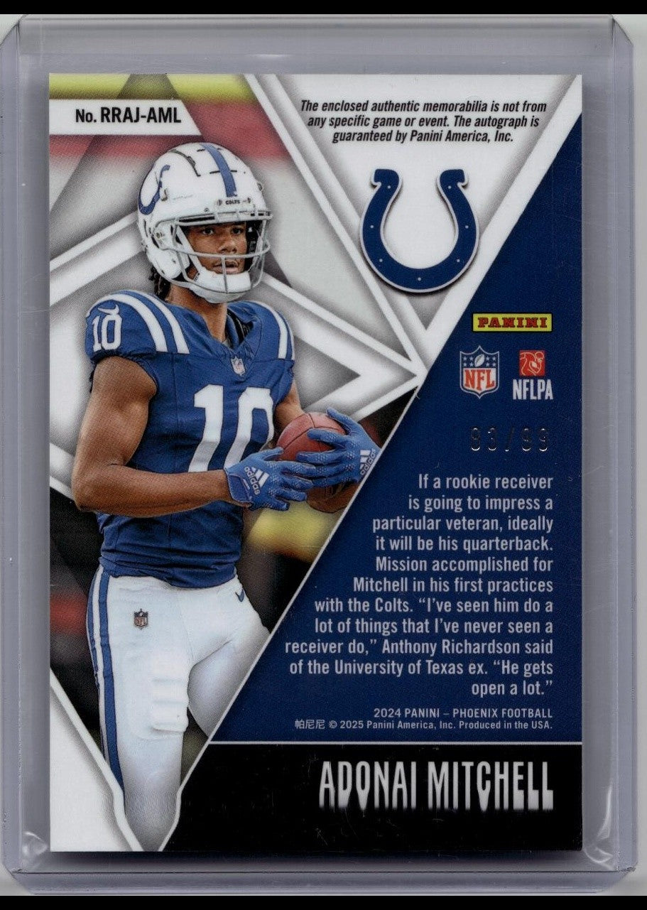 Adonai Mitchell 2024 Panini Phoenix Rising Rookies Jersey Patch Auto RPA /99 RC