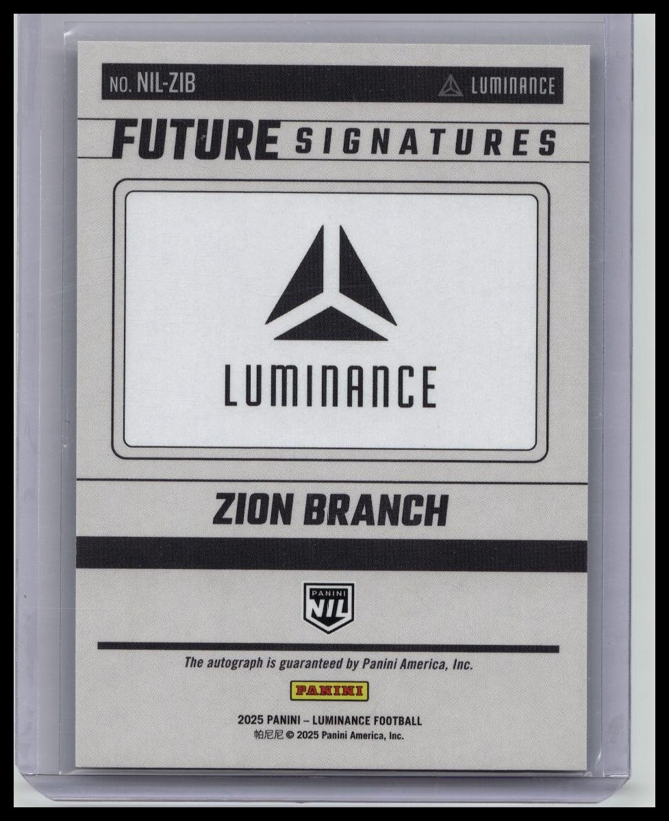 2025 Panini Luminance Zion Branch NIL Futures Signatures AUTO Rookie GEORGIA