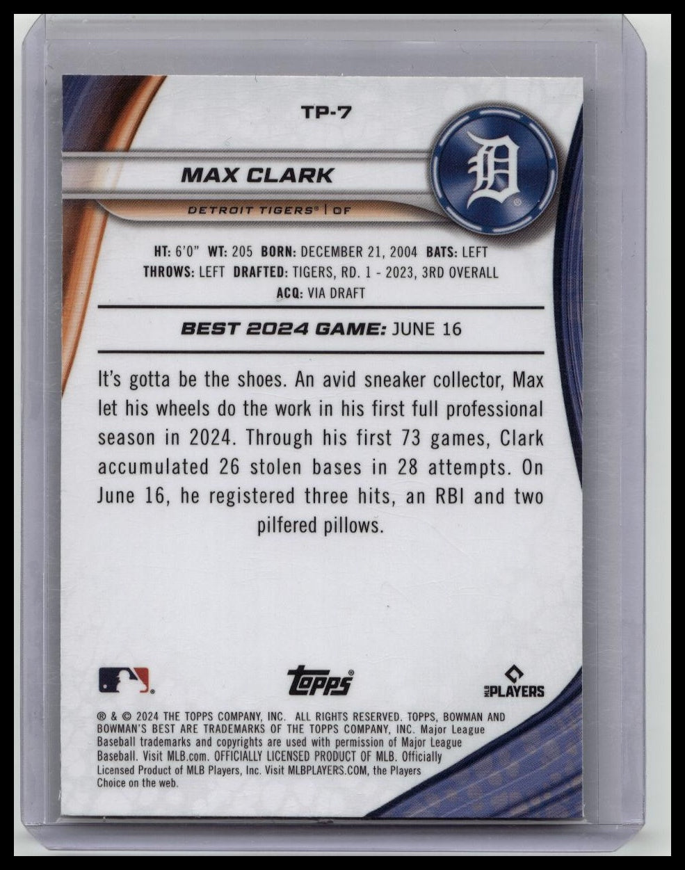 Max Clark 2024 Bowmans Best #TP-7 Top Prospects Purple Refractor /250