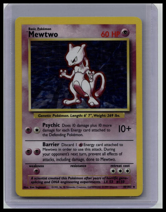 Mewtwo Base Set 10/102 Rare Holo Pokemon TCG